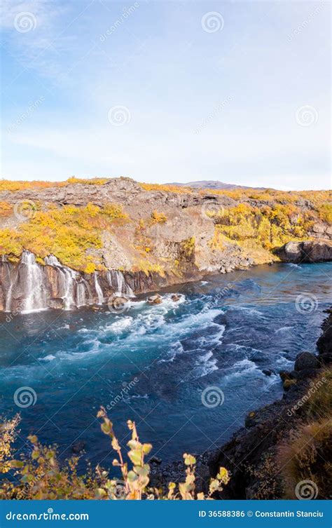 Hraunfossar Waterfall Iceland Stock Photo Image Of Exposure Geology
