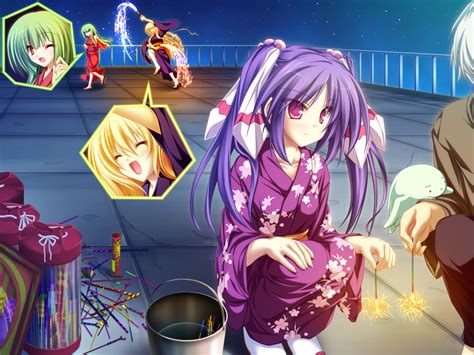 77 fireworks game cg japanese clothes koshimizu rin mikagami mamizu narukami aoi night stars