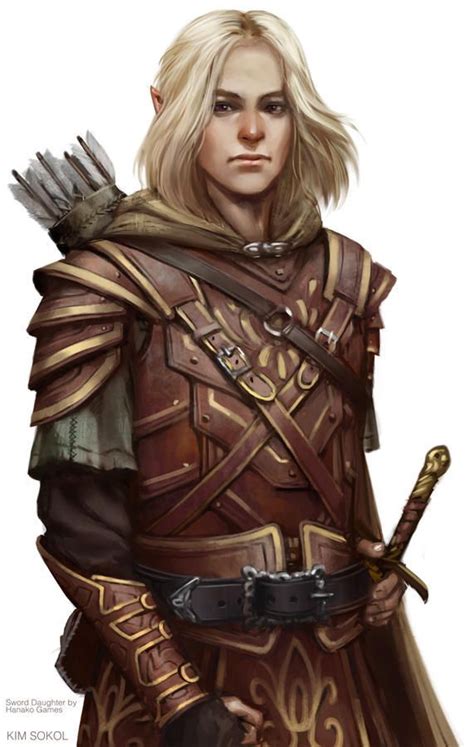 Male Elf Ranger Archer With Layered Leather Armour Dnd Pathfinder