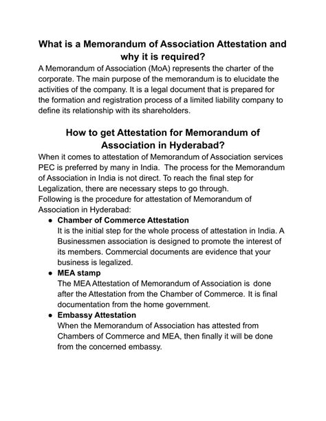 Ppt Memorandum Of Association Attestation In Hyderabad Powerpoint