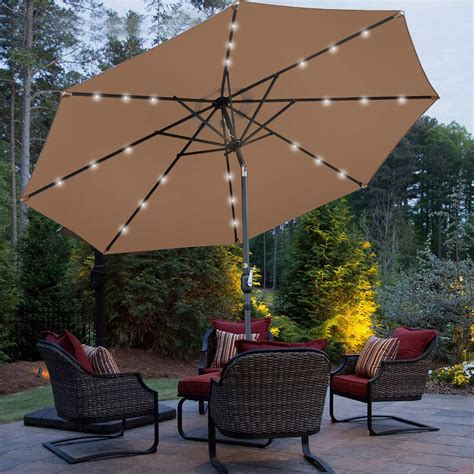 SUPER DEAL FT Solar LED Lighted Patio Umbrella Outdoor Market Table Umbrella EBay