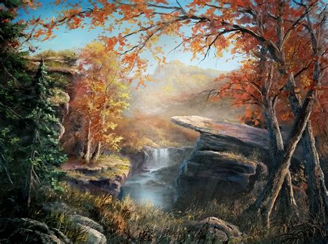 Autumn Cliffs Oil Painting By Kevin Hill Watch Short Oil Painting