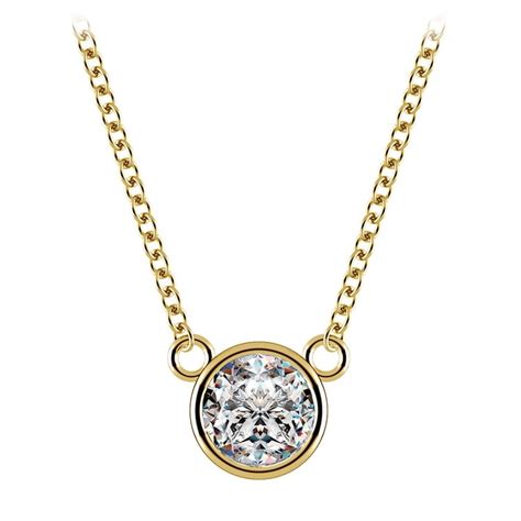 Bezel Set Diamond Solitaire Necklace Setting In Yellow Gold