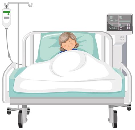 Premium Vector Old Woman Sleeping In Hospital Bed