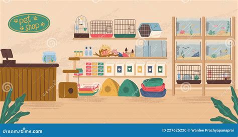 Pet Shop Interior Concept Vector Illustration Animal Store With Canine