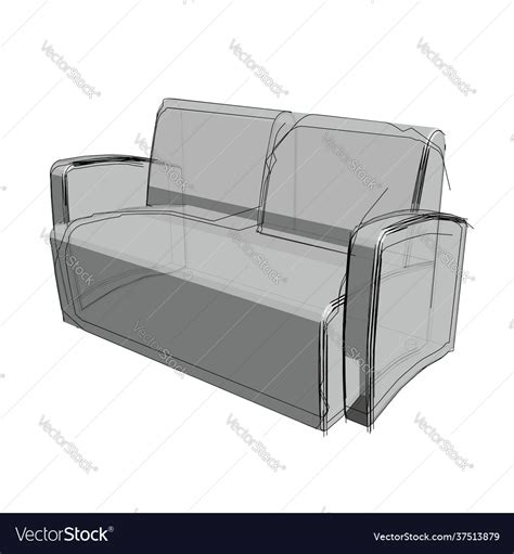 Technical Drawing A Sofa In An Architectural Vector Image