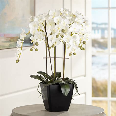 Dahlia Studios Potted Faux Artificial Flowers Realistic White