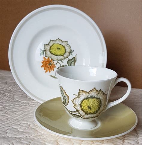 Susie Cooper By Wedgwood Bone China Trio In The Sunflower Etsy Uk