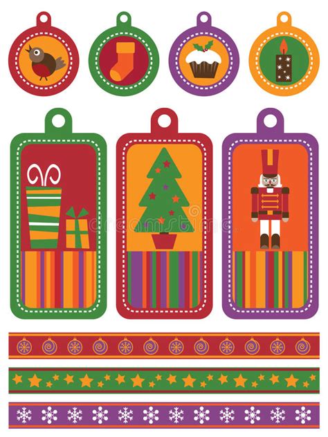 Etiquetas De La Navidad Con Los Iconos Ilustración Del Vector