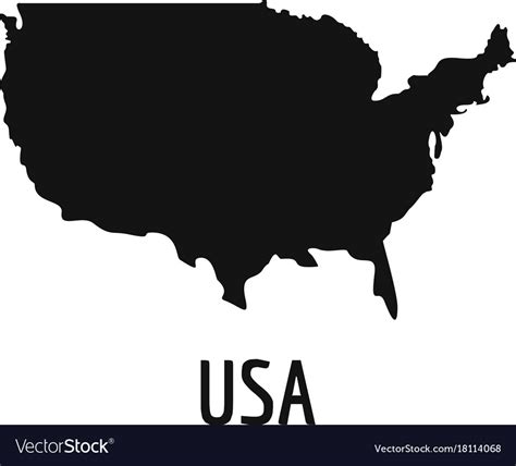 Usa Map In Black Simple Royalty Free Vector Image