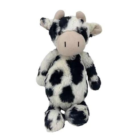 Jellycat Bashful Baby Cow Calf Plush Stuffed Animal Toy Black White 12
