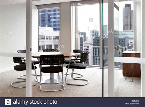 Glass Walled Meeting Room Office City Views Stock Photo Alamy
