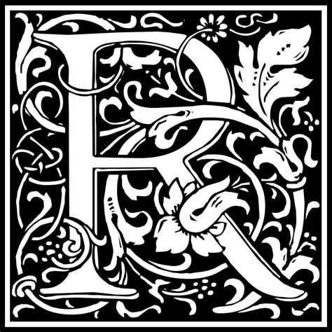 Clipart William Morris Letter R Decorative Letters William Morris