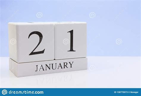 January 21st Day 21 Of Month Daily Calendar On White Table With
