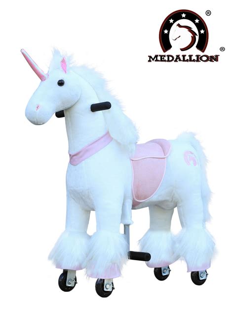 Medallion My Unicorn Ride On Toy 28 Inches Tall Horse For Girls And