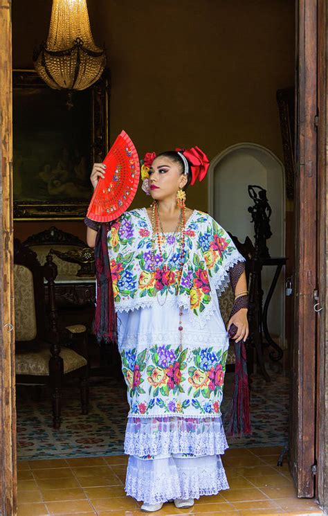 Woman In Traditional Mexican Embroidered Huipil Tunic And Dress Photograph By Ann Moore Fine