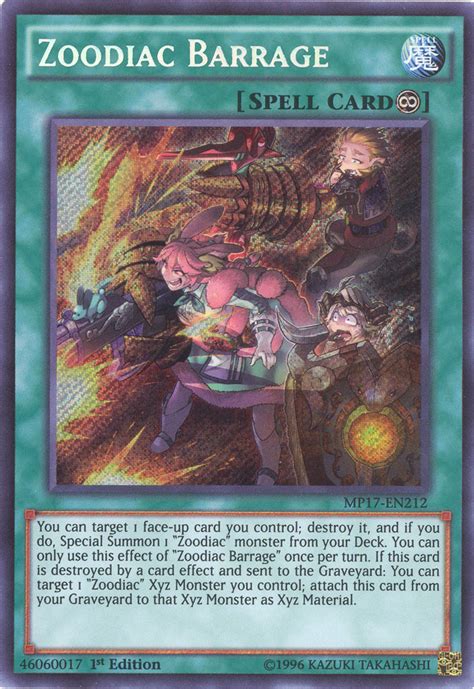 It's a good option because it gives you control over the. Yu-Gi-Oh Card - MP17-EN212 - ZOODIAC BARRAGE (secret rare ...