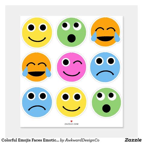 Colorful Emojis Faces Emoticons Stickers Colorful Emojis