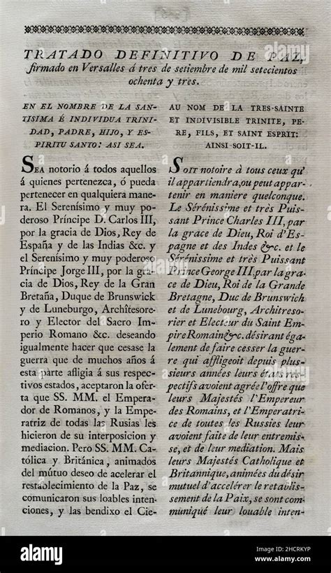 Traité De Versailles 1783traité De Paix Définitif Signé à