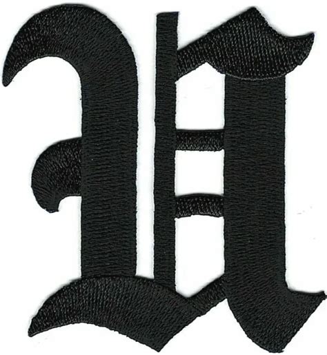 3and Fancy Black Old English Alphabet Letter U Embroidered Patch 399