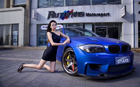 Blue Bmw M3 Machine Auto Girl Model Asian Car Korean Model Bmw