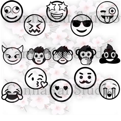 15 Emoji Digital Files Svg Png Jpeg Smile Smiley Face Text Etsy Canada