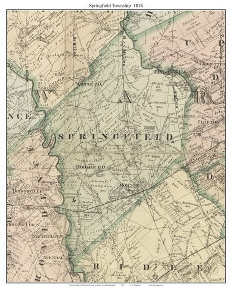 Springfield Township Pennsylvania 1876 Old Town Map Custom Print