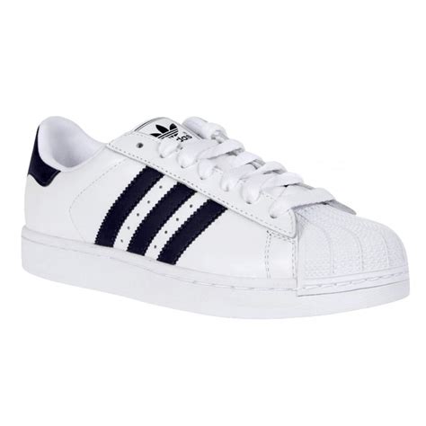 A coated leather upper enhances the shoe's durability, while the signature rubber shell on the toe adds protection. Adidas Adidas Superstar 2 White / Navy (GD2) G17070 Mens ...