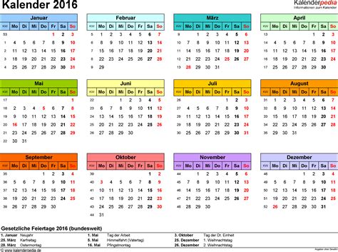 Kalender 2016 Zum Ausdrucken Als Pdf 16 Vorlagen Kostenlos