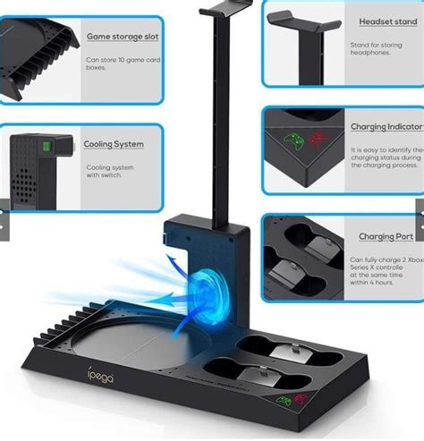 Ipega Vertical Stand For Xbox Series X With Cooling Fan Charging