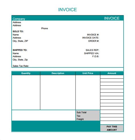 Billing Invoice Templates 18 Free Printable Xlsx And Docs Formats