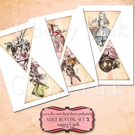 Alice In Wonderland Bunting Set 2 Alice Decoration Printable Etsy