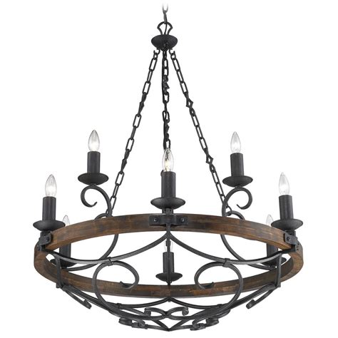 Find black chandeliers at lowe's today. Golden Lighting Madera 9-Light Chandelier in Black Iron ...