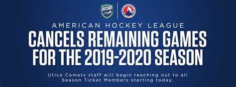 American Hockey League Cancels Remainder Of 2019 20 Season Utica