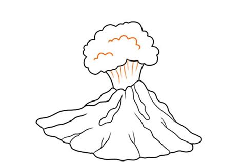 Volcano Drawing Easy Colored Labels And Shield