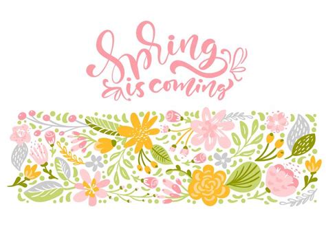 Flower Vector Greeting Card With Text Spring Is Coming 342648 Vector