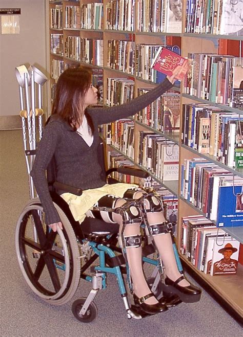 Paraplegic Polio Wheelchair Headgear Braces Crutch Legs Womens Fashion Model
