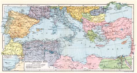 Old Map Of Mediterranean Countries In 1909 Buy Vintage Map Replica
