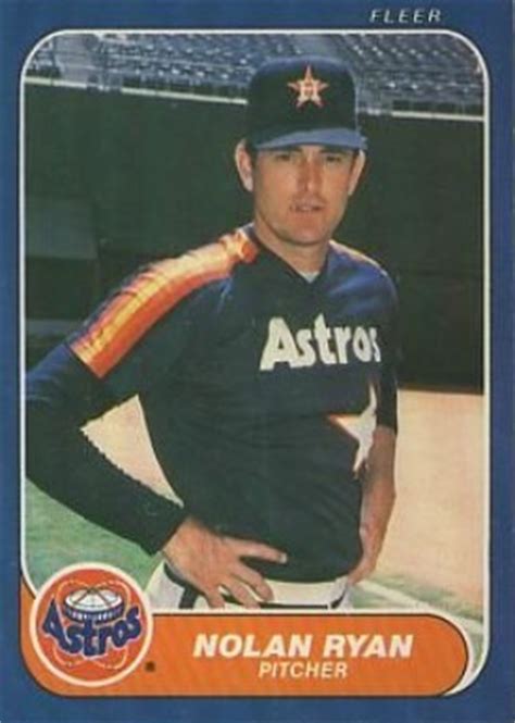 Other hall of famers like dave winfield, mike schmidt, nolan ryan, bob gibson, frank robinson, hank aaron, lou brock, harmon killebrew and brook robinson are also keys to collect. 1986 Fleer Nolan Ryan #310 Baseball Card Value Price Guide