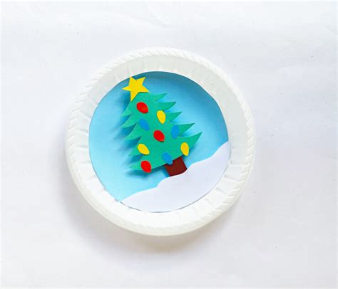 Christmas Tree Paper Plate Snow Globe Easy Kids Paper Craft