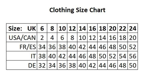 Womens Clothing Size Charts Uk Eu Sizing Charts Icecoolfashion