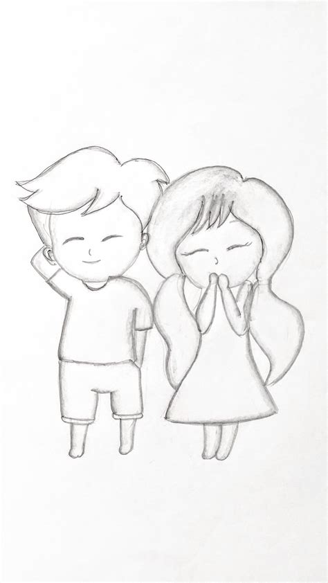 Cute Boy And A Cute Girl Pencil Sketch Easy Love Drawings Girl
