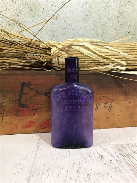 Purple Bottle Baltimore Maryland Cahn Belt And Co Antique Etsy Purple Bottle Amethyst Glass
