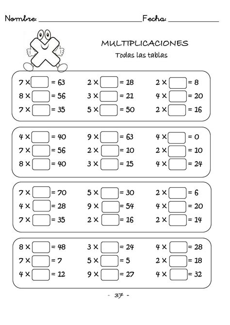 Multiplicaciones Rapidas Una Cifra Protegido 038 4th Grade Math