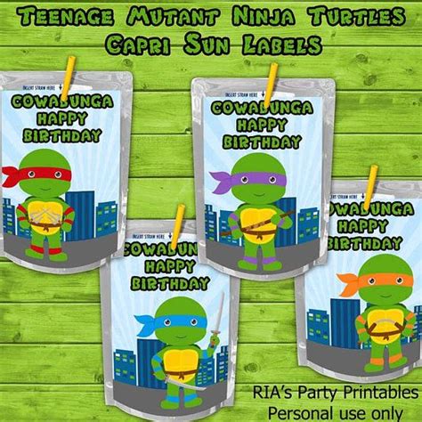 Teenage Mutant Ninja Turtles Capri Sun By RIAsPartyPrintables 5 00