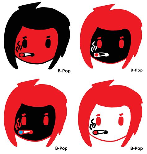 B Pop Harajuku Skater Punk Red Black Hair Bad Girl Anime C