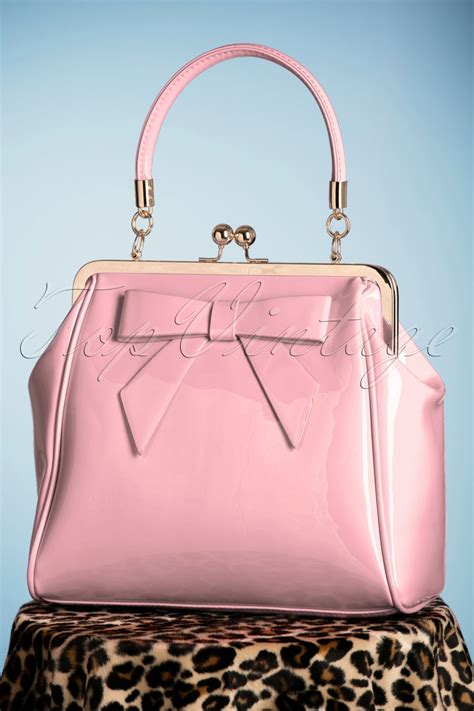 50s American Vintage Patent Bag In Pink