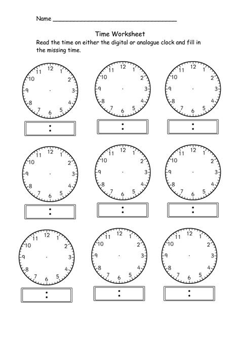 Clock Time Worksheet For Kids