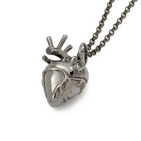 Rhodium Plated Anatomical Heart Necklace With Diamonds The Great Frog Anatomical Heart