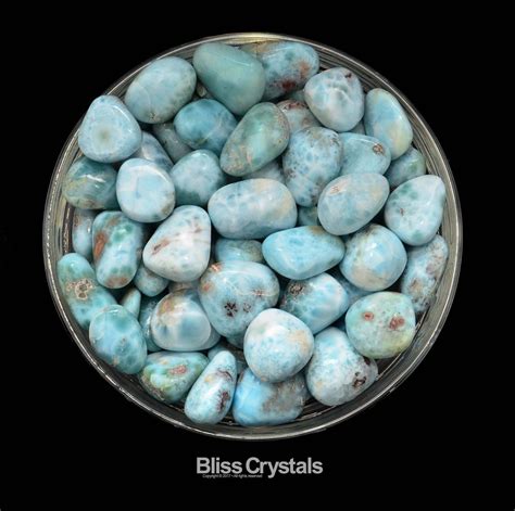 1 Larimar Tumbled Stone Aqua Blue Stone Crystal Healing Aka Etsy